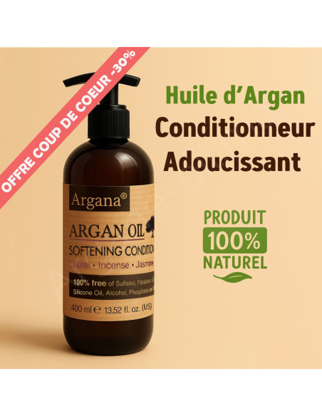 Après-shampoing Argana 100% Naturel 400 ml – Hydrate et Répare les Cheveux