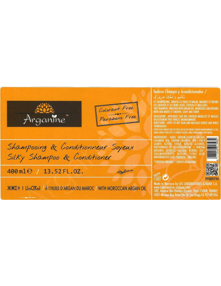 Shampooing & Conditioner à l'Huile d'Argan 400ml | Arganine